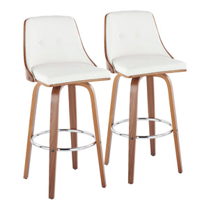 Gianna - Mid Century Modern Fixed Height Barstool With Swivel With Round Footrest (Set of 2) by Couch.com