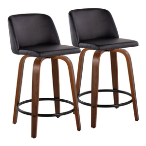Toriano - Mid Century Modern, Fixed Height Counter Stool & Swivel And Round Footrest (Set of 2) by Couch.com