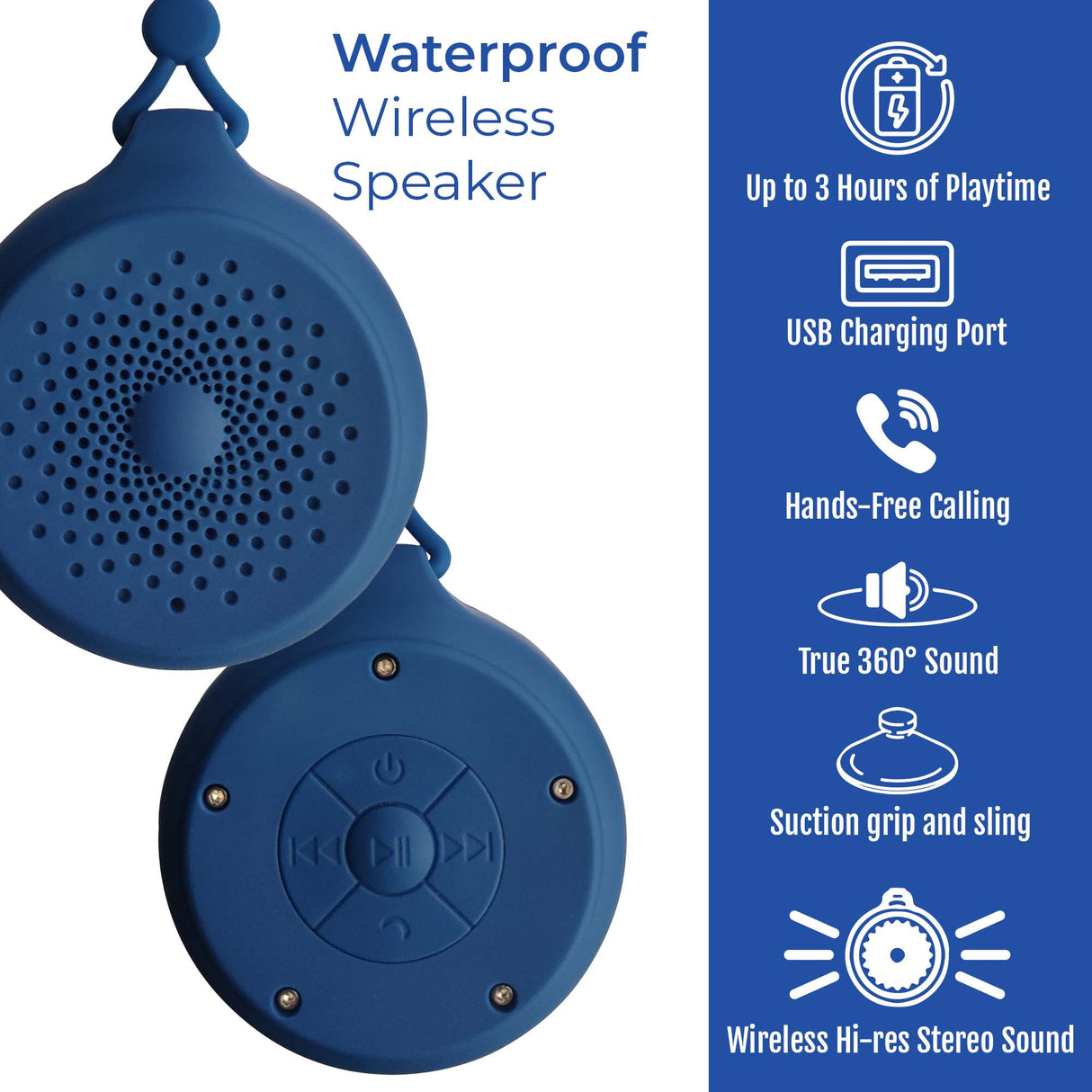 Total Audio Freedom Collection – Wireless Earbuds + Extended-Play 360° Speaker + Waterproof Suction Speaker
