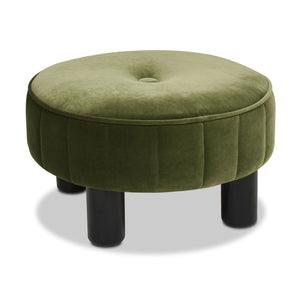 Riley - Round Footstool Ottoman - Olive Green by Couch.com