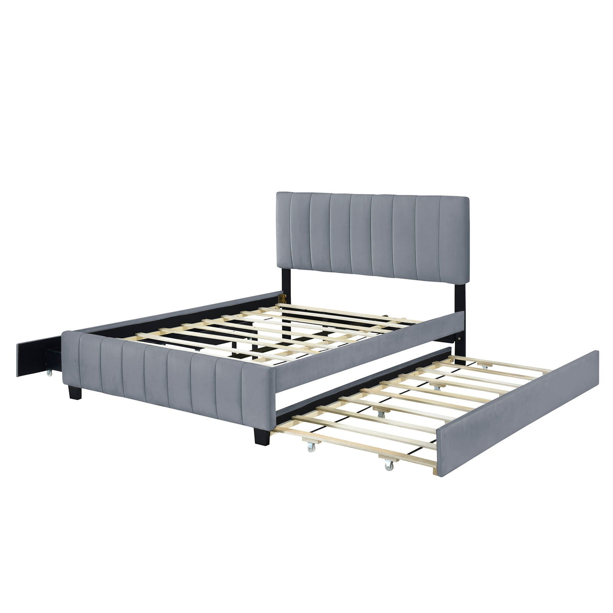 Platform UpholsteredBed With 2 Drawers And Twin Long Trundle by Couch.com