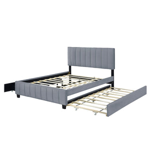 Platform UpholsteredBed With 2 Drawers And Twin Long Trundle by Couch.com