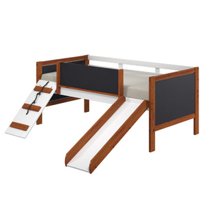 Aurea - Twin Loft Bed With Slide Slats Ststem Included - Cherry Oak / White by Couch.com