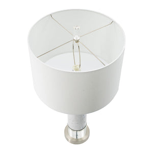 Sculpted Marble & Crystal Cylinder Table Lamp