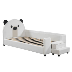 Upholstered Daybed With Bear Shaped Headboard, Hydraulic System And Breathable Mesh Fence by Couch.com