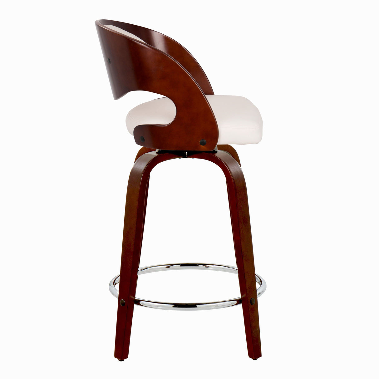 Pino - Mid Century Modern Fixed Height Barstool With Swivel With Round Footrest (Set of 2) by Couch.com
