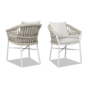 Maiden - Barrel Back Aluminum & Rope Outdoor Patio Dining Chair, Sunproof Olefin (Set of 2) by Couch.com