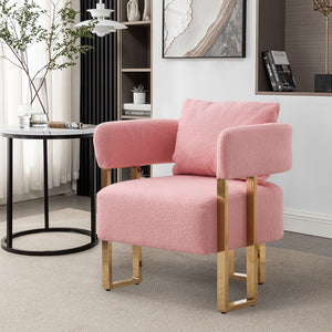 Modern Decorative Chair Teddy Fleece Upholstered And Metal Foot by Couch.com