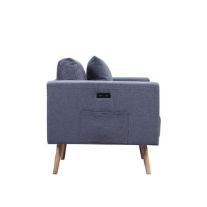 Easton - Linen Fabric Chair With USB Charging Ports Pockets And Pillows by Couch.com