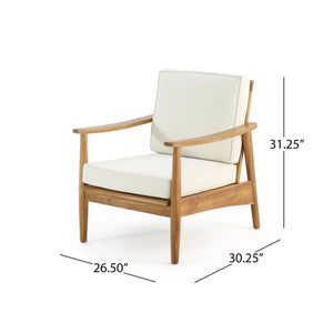 Emmry Outdoor Acacia Wood Club Chair