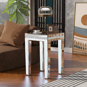 Fashionable Modern Glass MirroredTable With Crystal Design And Adjustable Height Legs by Couch.com