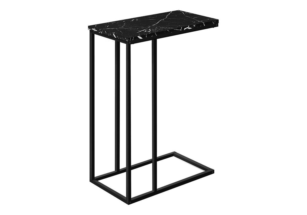 Accent Table, C - Shaped, Marble Look Modern Design - Black by Couch.com