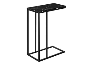Accent Table, C - Shaped, Marble Look Modern Design - Black by Couch.com