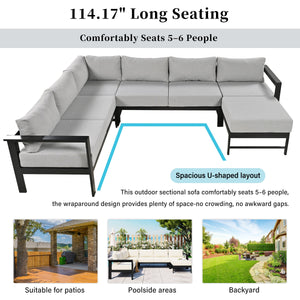U_Style U-Shaped Outdoor Sectional Sofa Set