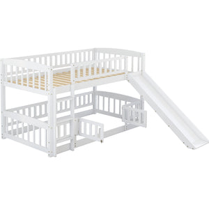 Low Bunk Bed With Slide, Fence And Ladder by Couch.com