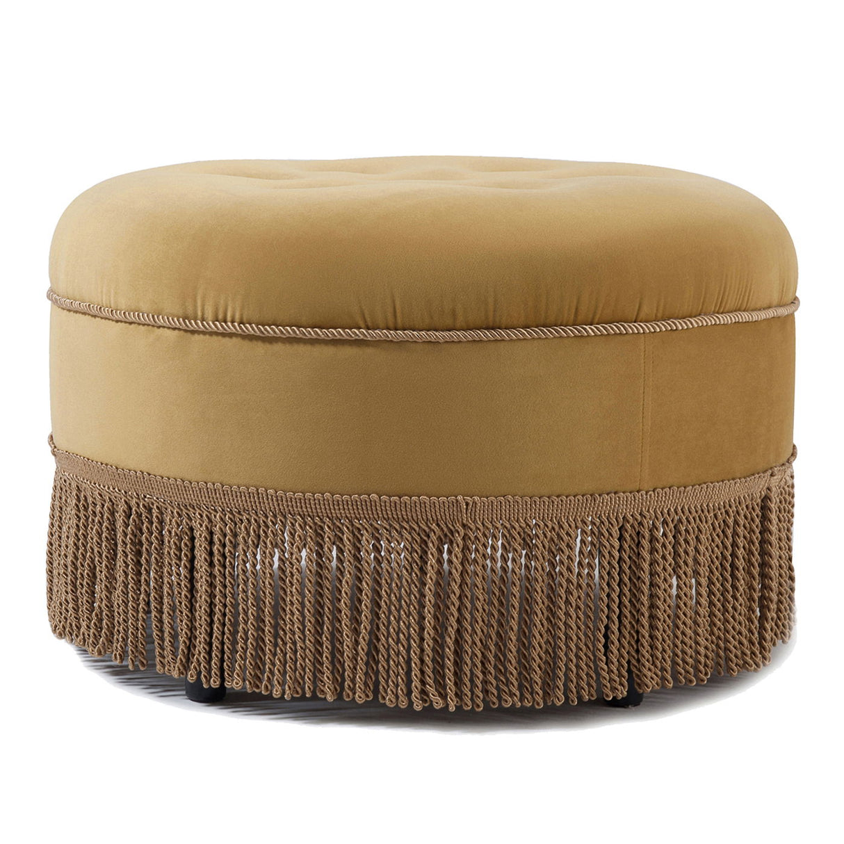 Yolanda - Luxurious Upholstery Round Upholstered Accent Ottoman by Couch.com