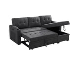 Mabel - Woven Fabric Sleeper Sectional With Cupholder, USB Charging Port nd Pocket - Dark Gray by Couch.com