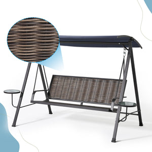 Steel 3 Seater Swing Porch Swing With Canopy - Blue by Couch.com