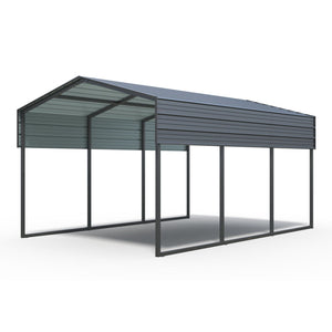 10 X 15 Ft Carport, Outdoor Carport, Heavy Duty Carport Canopy With Galvanized Steel Roof And Frame, Metal Carport Large Garage For Driveway Car, Truck - Charcoal by Couch.com