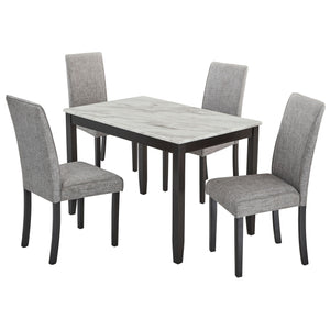 Modern 5 Piece Dining Set With Faux Marble Tabletop For Kitchen Or Dining Room - White / Dark Espresso by Couch.com