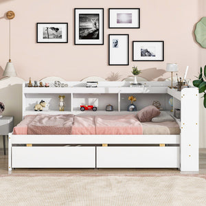 Twin Bed With L-Shaped Bookcases, Drawers by Couch.com