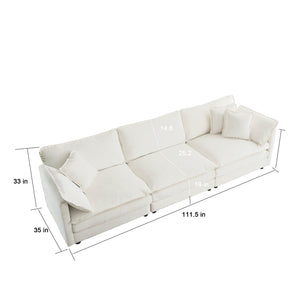 Mid-Century Modern Couch 3-Seater Sofa with Chenille Fabric