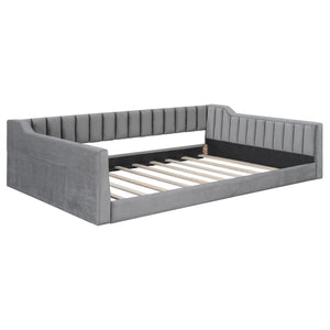 Full Long Size Upholstery Daybed And Side Storage Pocket - Gray by Couch.com