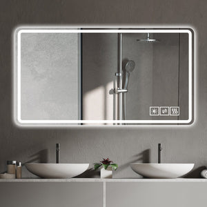 Bathroom Mirror With LED Lights, Anti-Fog Lighted Vanity Mirrors For Wall Mounted And 5 Level Dimmable, Horizontal / Vertical - Clear by Couch.com