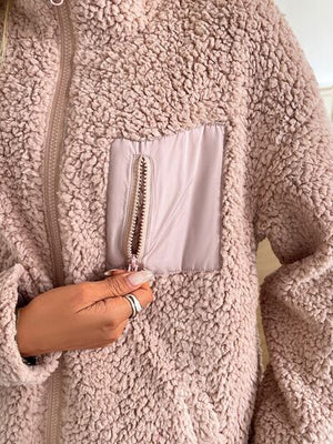 Winter Warm Zip Up Long Sleeve Jacket Fuzzy Cozy & Stylish Jacket Cold-Weather Essential Outdoor Jacket