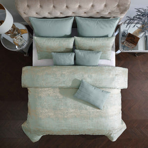 Vesta Gold Satin Circle-Quilted 7-Piece Comforter Set