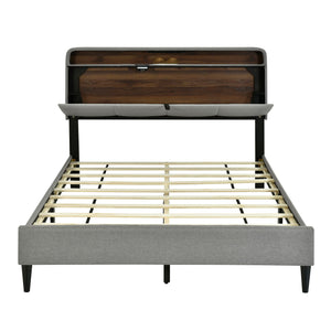 Upholstered Platform Bed With Storage Headboard, Sensor Light And A Set Of Sockets And USB Ports by Couch.com