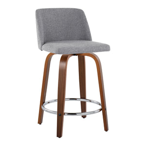 Toriano - Mid Century Modern Fixed Height Counter Stool With Swivel With Round Footrest (Set of 2) by Couch.com