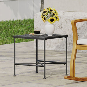 Outdoor Square Side Table With X Shaped Iron Frame - Black by Couch.com