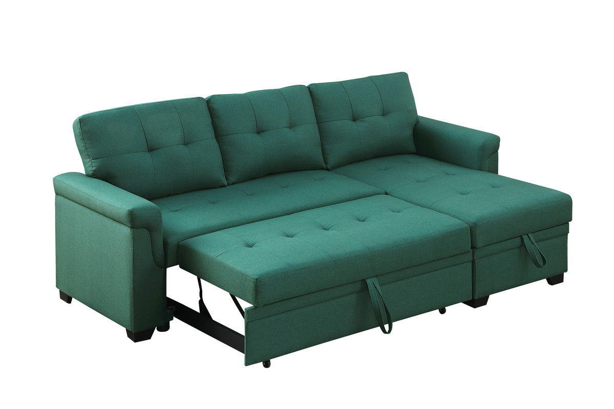 Lucca - Linen Reversible Sleeper Sectional Sofa With Storage Chaise by Couch.com