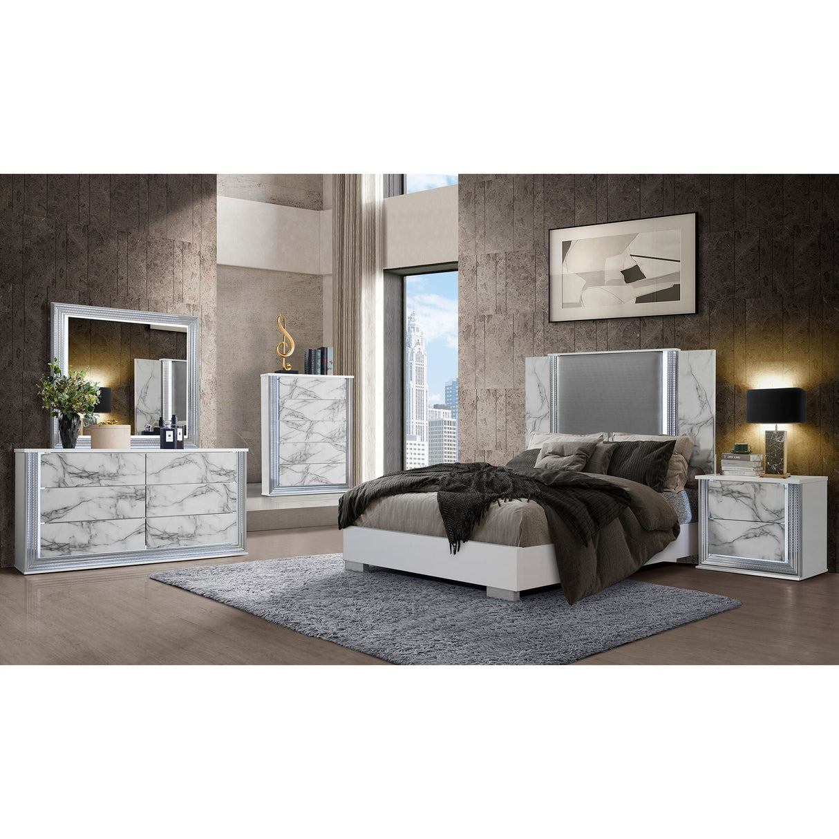 Moon - Chest With LED - White Marble