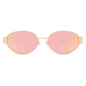 SOJOS Retro Oval Sunglasses for Women Men Trendy Sun Glasses Classic Shades UV400 Protection SJ1217 Gold/Grey