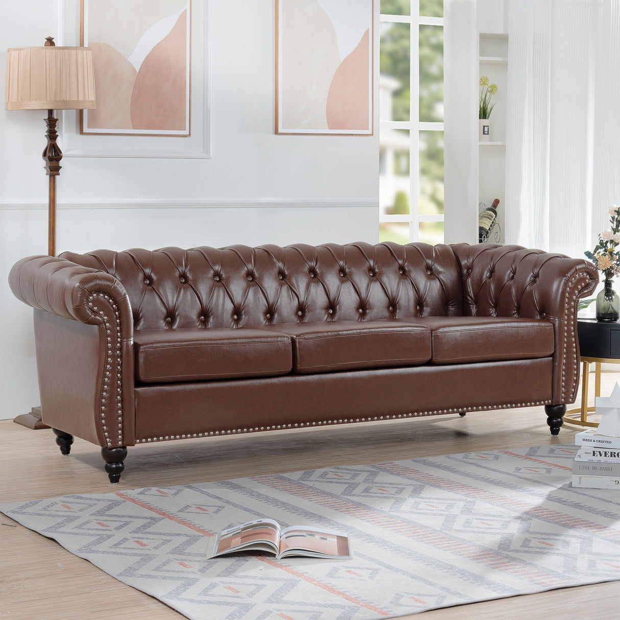 Rolled Arm Chesterfield 3 Seater Sofa by Couch.com