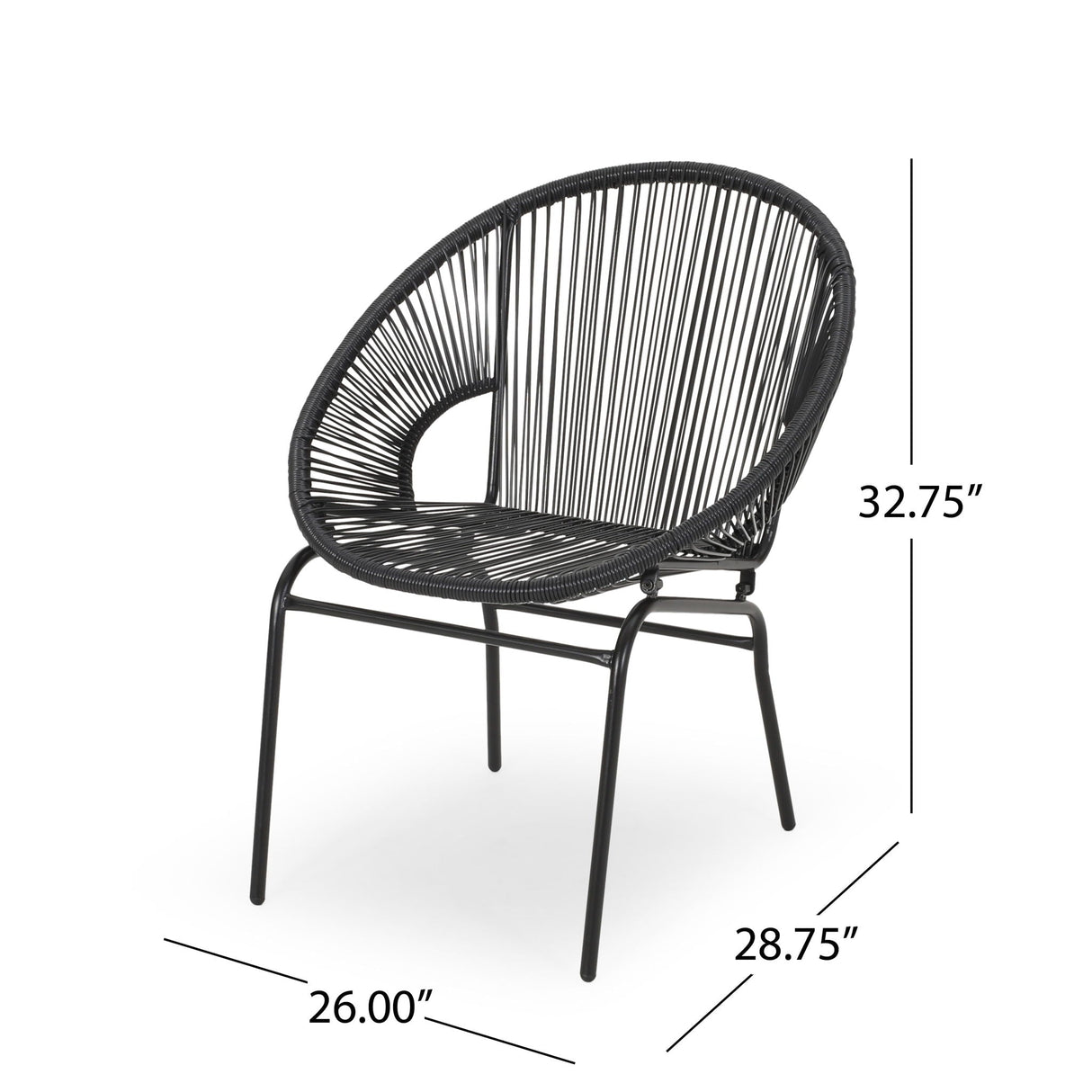 Outdoor Faux Rattan / Iron Metal Club Chair (Set of 2) - Black by Couch.com