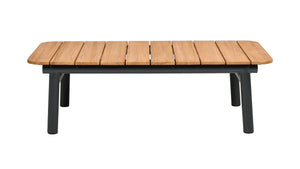Zara - Dowel Frame Patio Coffee Table With Teak Top - Black / Natural / Teak by Couch.com