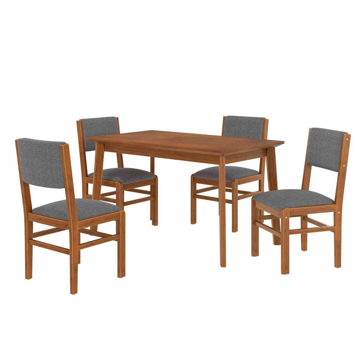 5 Pieces Rectangle Wooden Dining Table Set, Mid Century Modern Kitchen Table And 4 Upholstered Chairs For Home, Saving Space - Brown / Gray by Couch.com