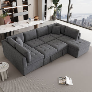 Oversized Sectional Sofa U-Shaped Sofa Couch Pull-Out Sofa Bed With Two Throw Pillows For Living Room by Couch.com