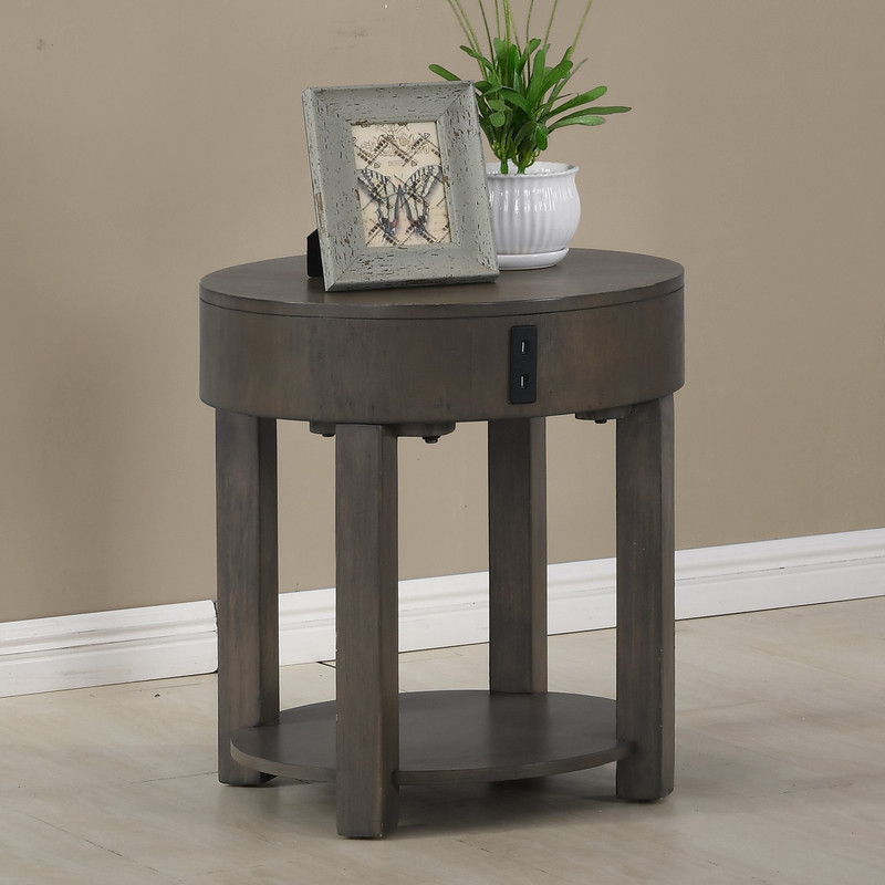 Jonah - MDF End Table With USB Ports - Light Brown by Couch.com