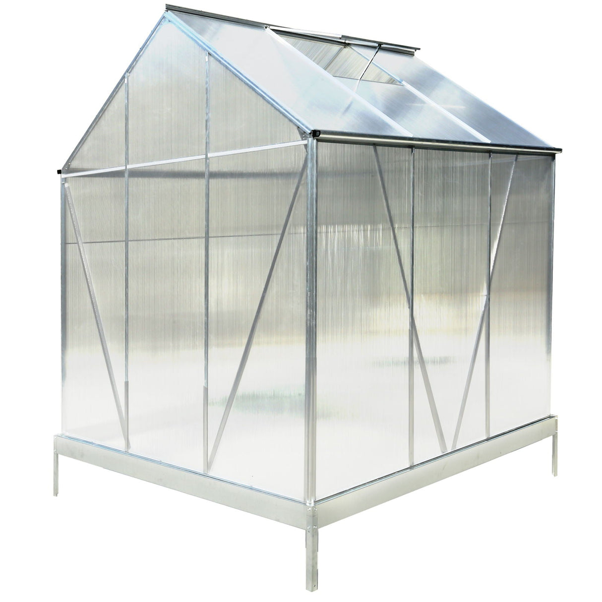 Polycarbonate Greenhouse, Heavy Duty Outdoor Aluminum Walk-In Green House Kit With Rain Gutter, Vent And Door For Backyard Garden by Couch.com