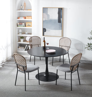 5 Piece Dining Set (Table And 4 Chairs) - Matt Black / Gray by Couch.com