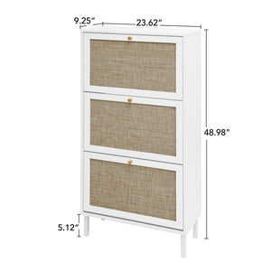Modern Rattan 3 Door Shoe Rack Cabinet For Entryway by Couch.com