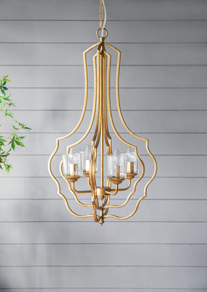 4 Light Metal Chandelier, Hanging Light Fixture With Adjustable Chain For Kitchen, Bulb Not Included - Gold by Couch.com