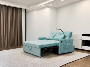 3 In 1 Convertible Sleeper Sofa Bed, Modern Velvet Fabric Futon Sofa Couch Pullout Bed, Adjustable Backrest With Three USB Ports, Two Side Pockets, Two Cup Holders And Swivel Phone Holder by Couch.com