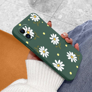 Daisy Silicone Case For iPhone 13 12 Pro Mini 11 Pro Max X XR XS New Ultra Thin Soft Phone Cover Case Daisy Pattern Glossy Soft Silicone Case Cute Girls Case Slim Lightweight Protective Bumper Cover