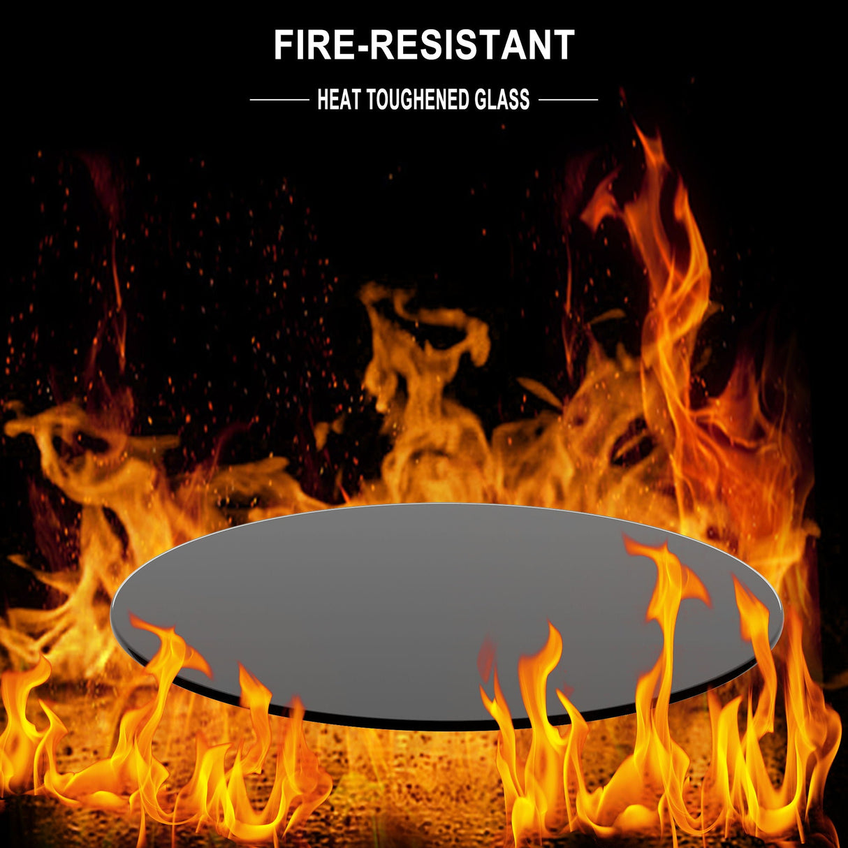 24" Round Tempered Glass Table Top Glass 1 / 4" Thick Round Polished Edge - Black by Couch.com