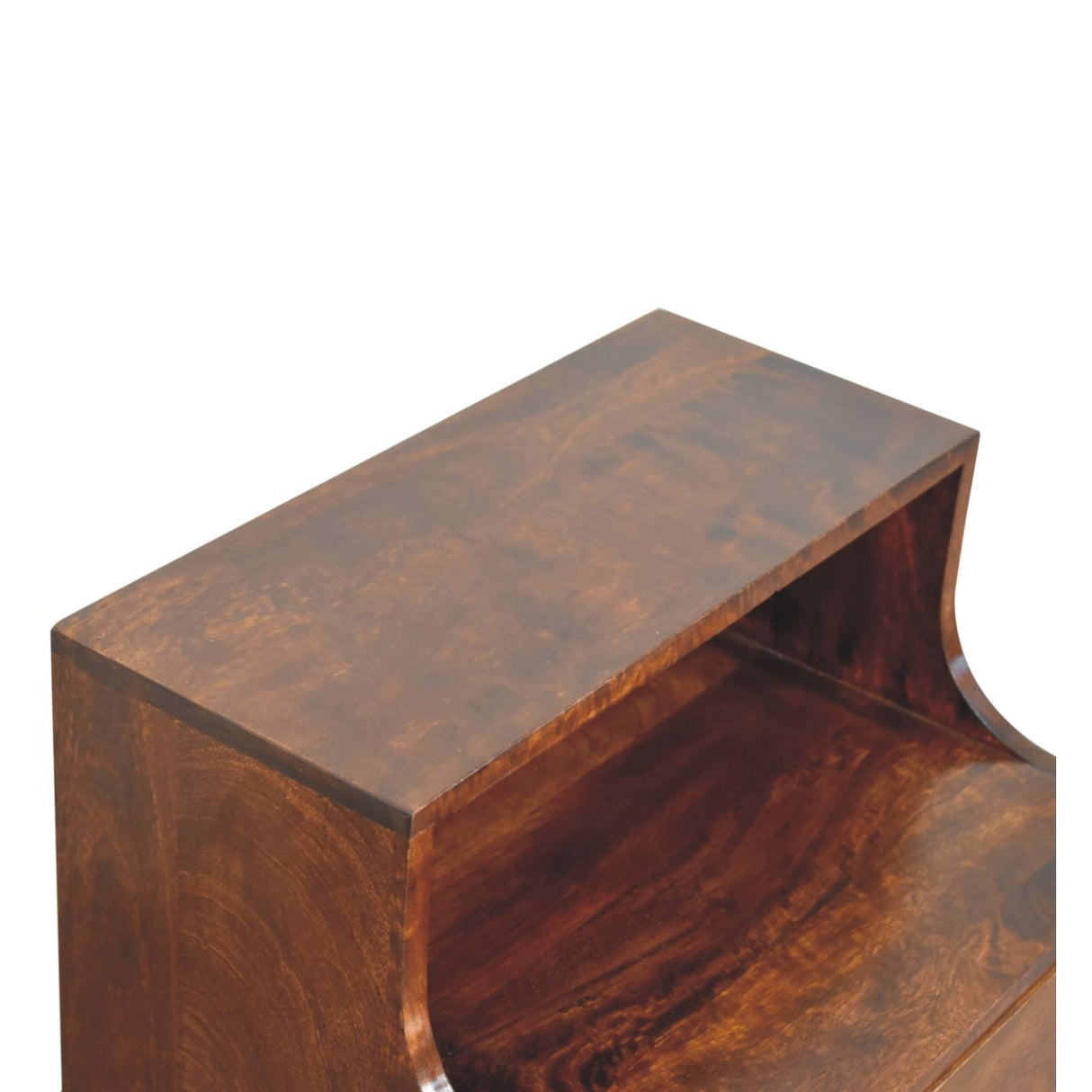 Couch.com T Bar Raised Back Bedside Table Chestnut, Modern Style, Wood Construction, Dark Brown Finish by Couch.com